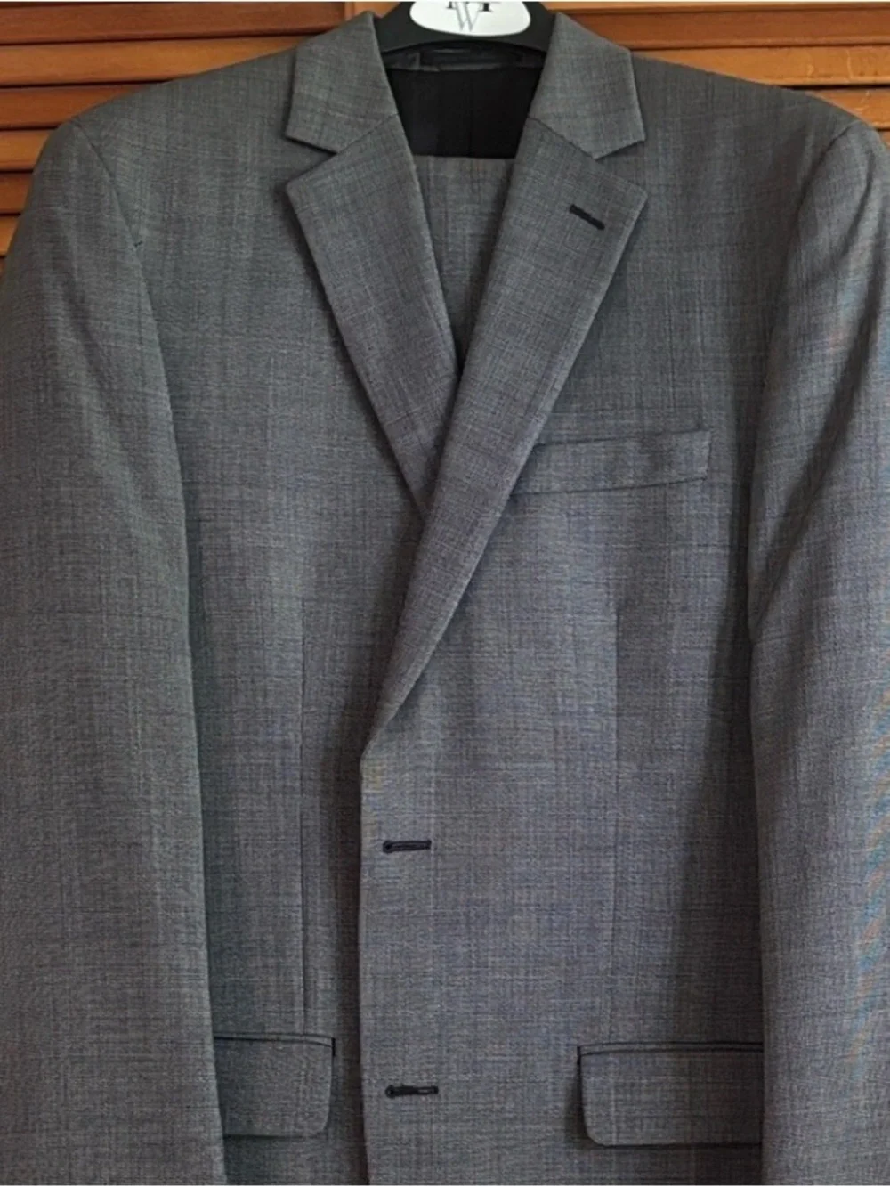 Calvin Klein Men's Gray 100% Wool Two-Button Career Wear Suit Jacket